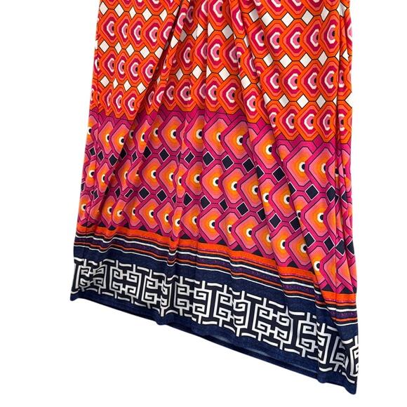 Laundry by Shelli Segal Orange Pink Geometric Sleeveless Halter Dress Women 10 - Picture 4 of 11